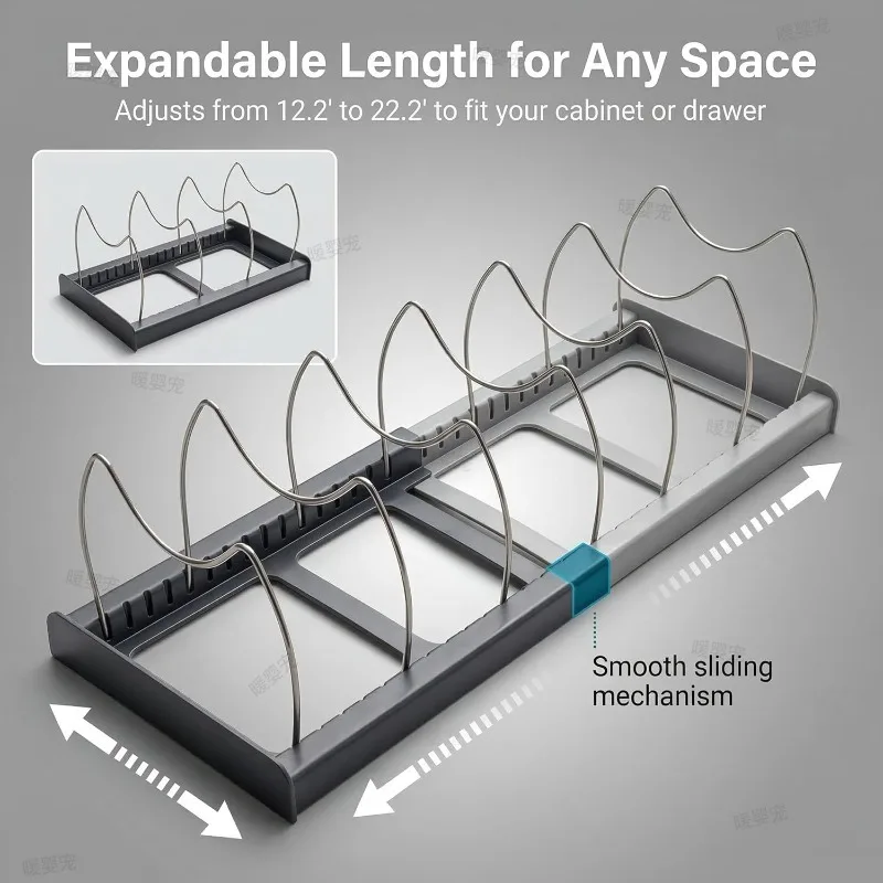 Expandable Stainless Steel Storage Rack Kitchen Cabinet Rack 7grid Pans Organizers Cutting Board Drying Cookware Shelf Dish Rack