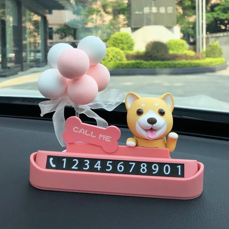 Phone Number in the Car Interior Temporary Parking Plate 3D Cartoon Card Hidden Plate Dashboard Ornament Parking License Plate