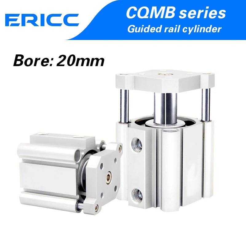 Air cylinder CQMB bore 20 Double Acting compact pneumatic rod guide cylinderstroke 5/10/15/20/25/30/35/40/45/50mm