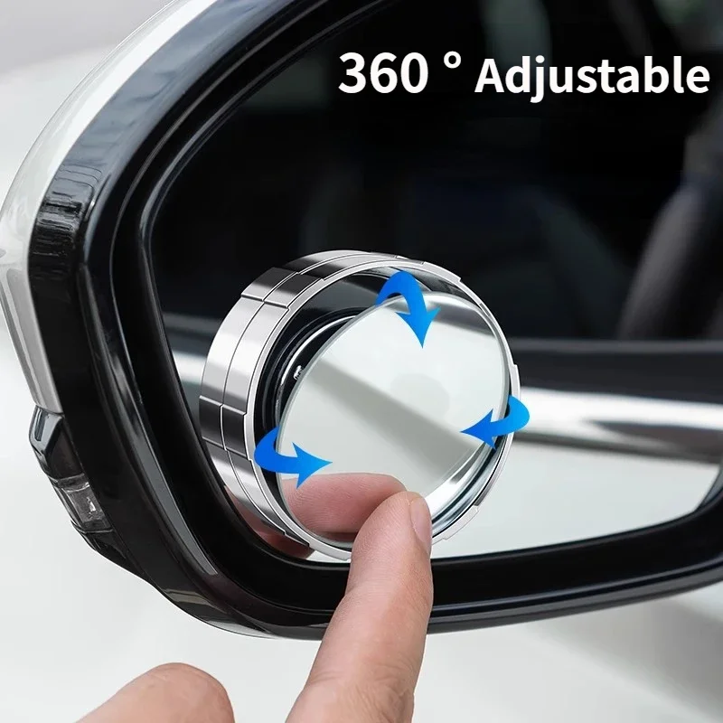 2Pcs Adjustable Round Car Reverse Auxiliary Rearview Convex Mirror Car Blind Spot Rear View Mirror Wide Angle 360 Degree Mirror