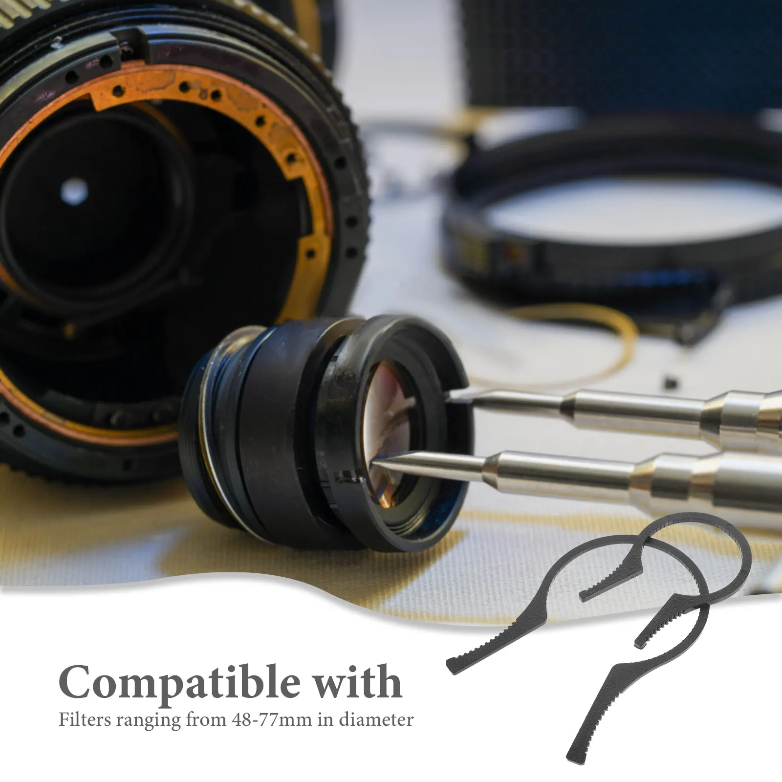 

4Pcs Lens Filter Wrench Set 48mm-77mm Compatible Camera Tools Durable ABS Professional Repair Kit Filter Wrench