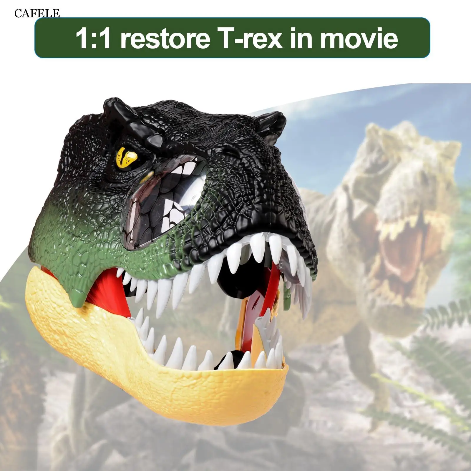 Plastic Dinosaur Mask Moving Jaw Dino Mask Glowing Eyes Roaring Sound Tyrannosauru Rex Mask Halloween Cosplay Kids Birthday Gift