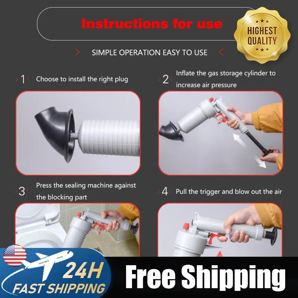 

High Pressure Air Drain Blaster Powerful Manual Sink Plunger Drain Clog Remover Tool Toilet Sink Plunger for Bathroom