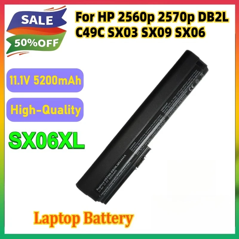 

New SX06XL 11.1V 5200mAh Laptop Battery for HP 2560p 2570p DB2L C49C SX03 SX09 SX06