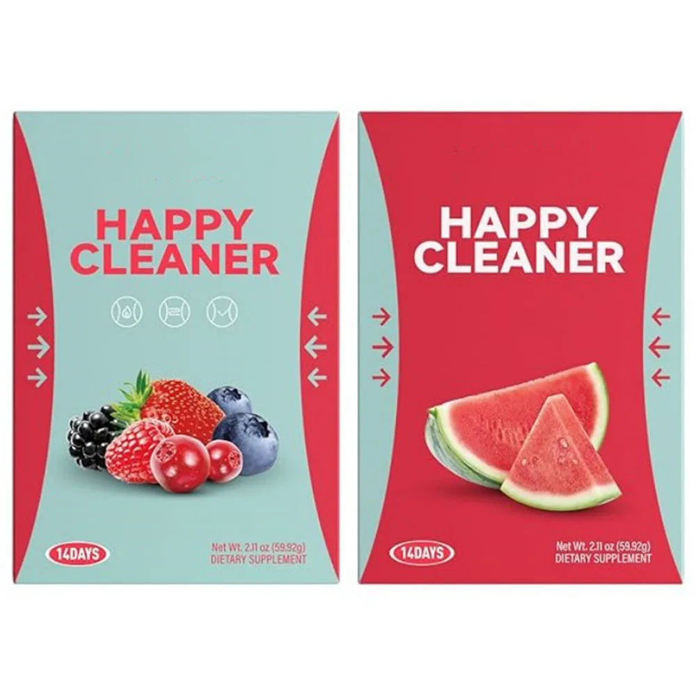 해피 클리너 파우더 – 무설탕 수박 음료 믹스, 항산화제 및 소화 지원, 비건, Non-GMO, 글루텐 프리, 14팩