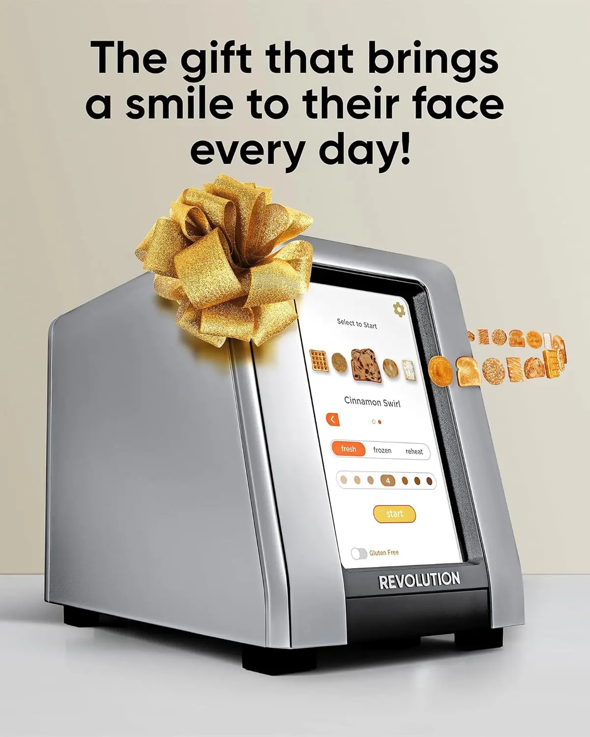 Connect S Broodrooster + Toastie Press – Smart Touchscreen, 2-slice brede sleuf, InstaGLO Tech – Toastbrood, Bagels