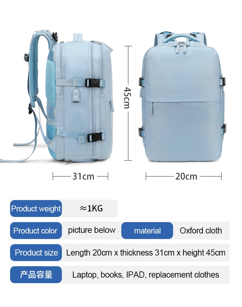حقيبة ظهر للسفر قابلة للتوسيع سعة 35 لترًا، يمكن أن تستوعب أجهزة الكمبيوتر المحمولة مقاس 16/17 بوصة، وحقيبة ظهر مقاومة للماء، وحقيبة ظهر للمشي لمسافات طويلة، وحقيبة ترفيهية #4