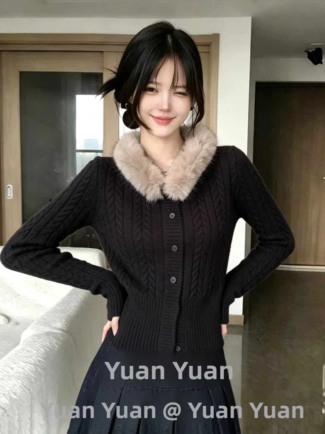 Red Knitted Sweater Women's Slim Fit Knot Design Soft Polyester Fiber Autumn Winter New Style Waist Cinching Versatile Sweate...