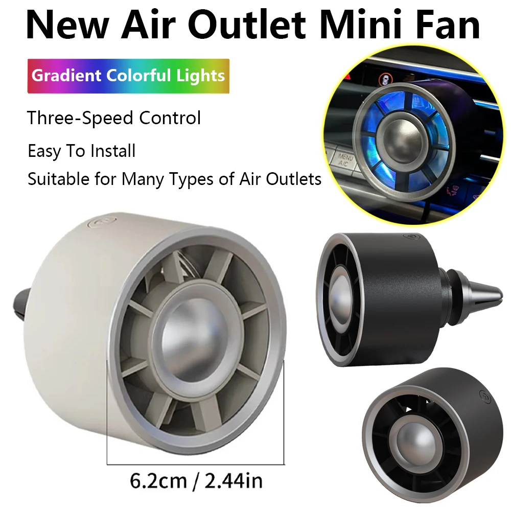 Car Air Conditioner Air Outlet Fan Gradient Colorful Ambient Light Type-C Port Is Suitable for 99% of Car Air Outlet Mini Fans