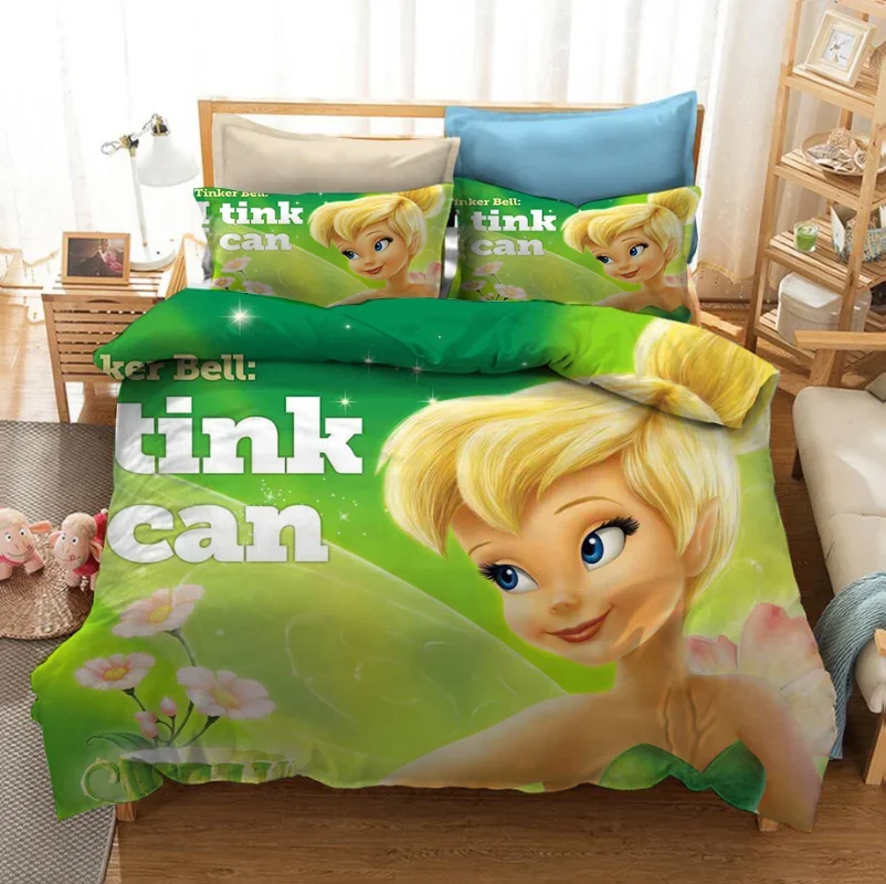 Disney Tinker Bell Fairy Of The Wings Bedding Sets Duvet Cover And Pillowcase Full Size Bed Set Comforter Set For Home Decor