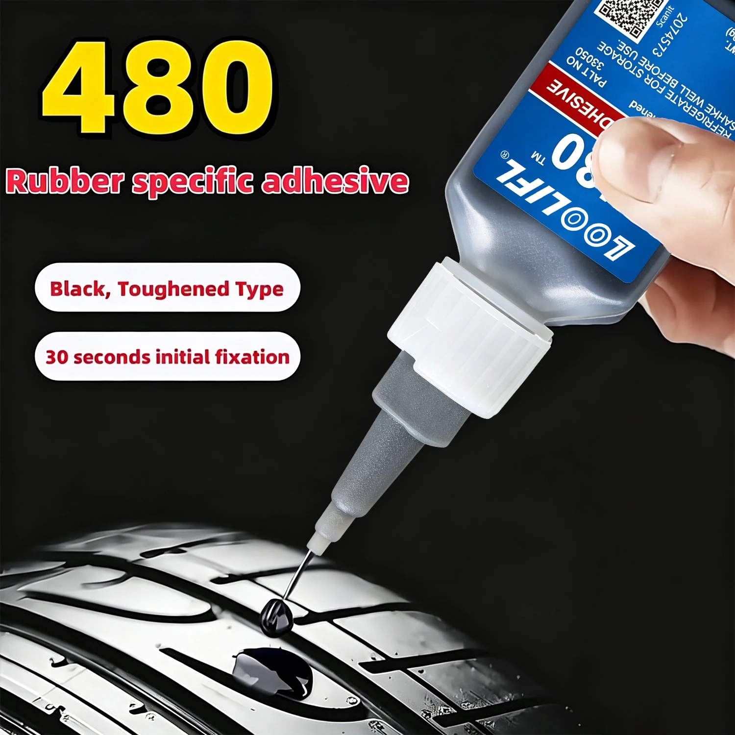 Neuer Mehrzweck-Superkleber 480 in Schwarz, Sofortkleber, wasserdicht, hohe Festigkeit, für Reifen, Auto, Motorrad, Gummi-Reparaturwerkzeug
