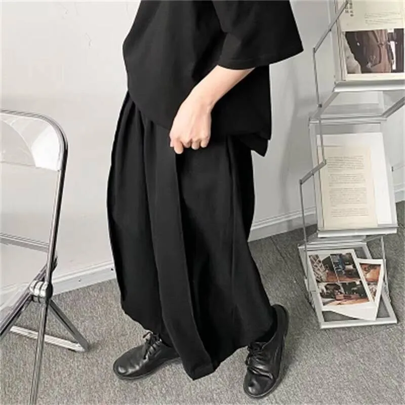 秋のファッションメンズパンツワイドレッグ、春の新作日本風男女兼用無地カジュアル大きいサイズパンツ
