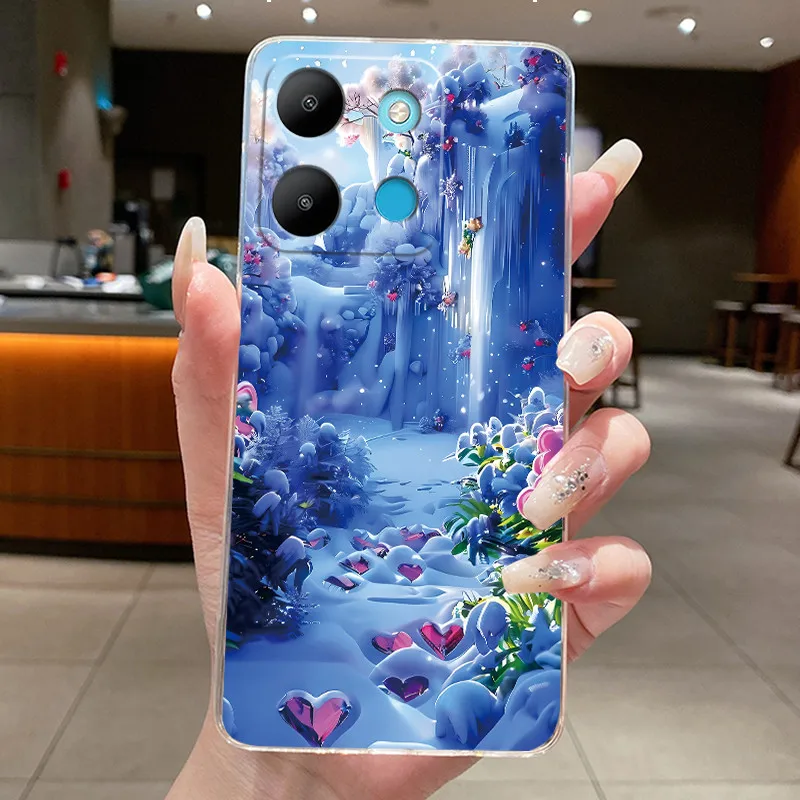 Per Tecno Spark Go 2023 BF7n Custodia Trasparente Estetica Moda Simpatico Gatto Astronauta Della Copertura Posteriore Del Silicone Morbido Trasparente TPU Cassa Del Telefono