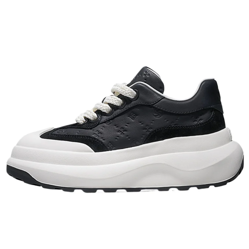 

Genuine Leather White Shoes for Men's Comfortable and Breathable Versatile Light Luxury Thick Sole Daily Sports and Casual Shoes
