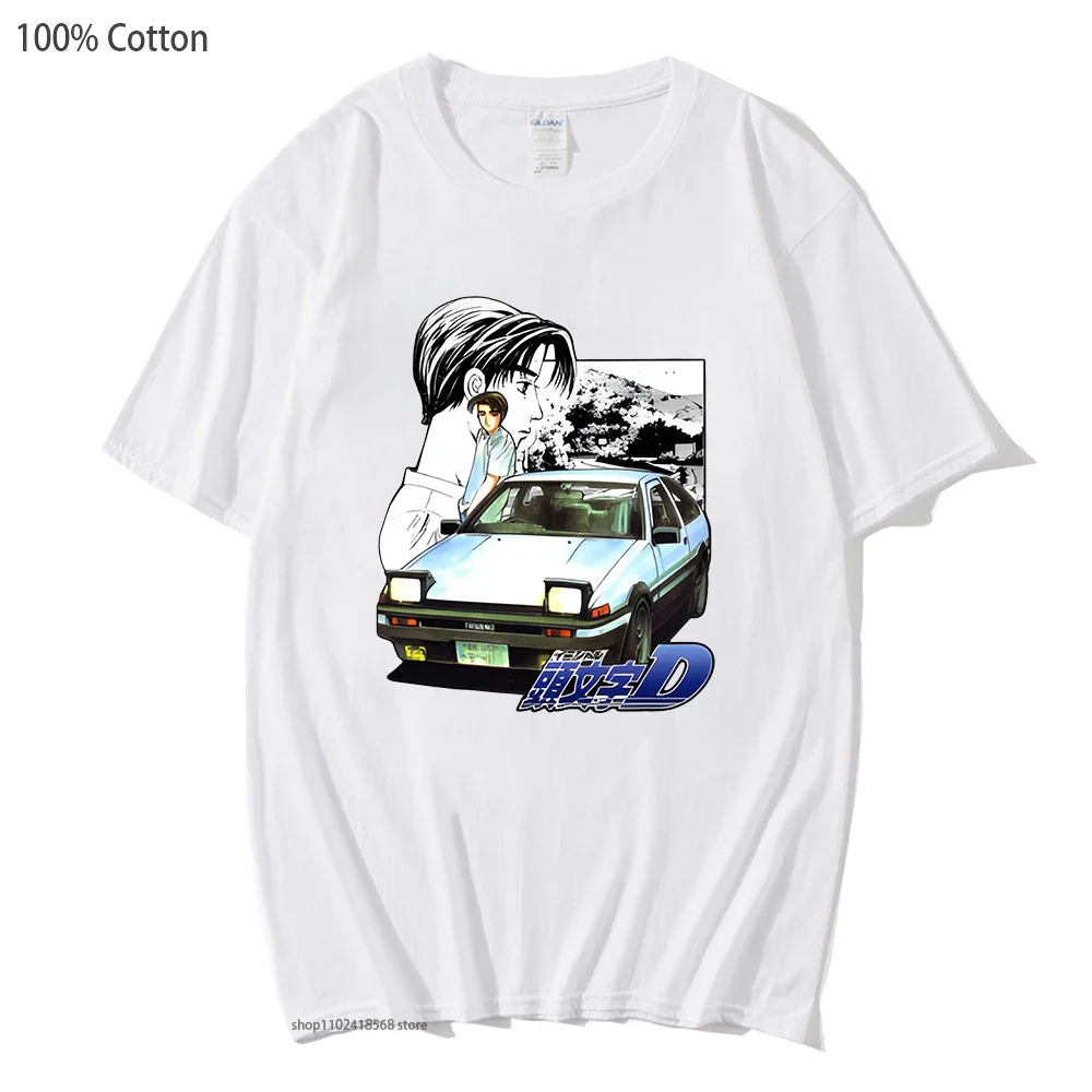 Initial D T-Shirts Takumi Fujiwara Vintage Tshirts Y2K Clothes Anime Tops Streetwear Men Clothing Women Shirt 100% Cotton Tops