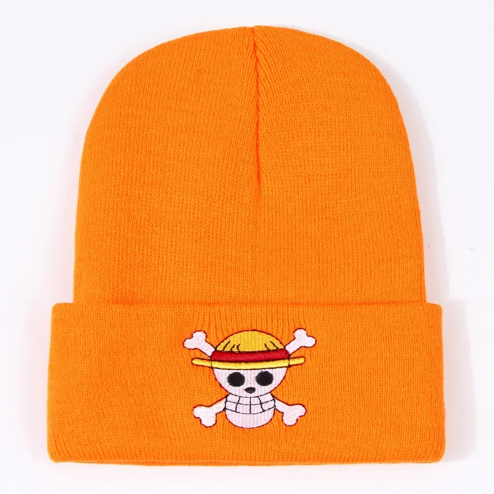 Anime Luffy Bucket Ha Autumn Winter Cool Women Cartoon Students Skullies Knitted Hat Warm Halloween Beanies Solid Bonnets Unisex