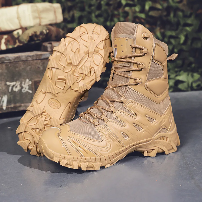 Men's Tall Boots Wear-resistant Training Waterproof Outdoor Mountaineering Sports Special Forces Desert Combat Tactical