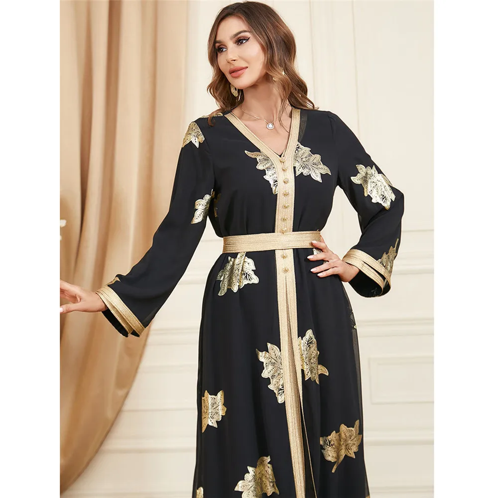 

Ид Мубарак Кафтан Элегантная мусульманская Абая Женский комплект из 2 предметов Длинное платье макси Дубай Турция Исламская одежда Халаты Вечернее платье Абая