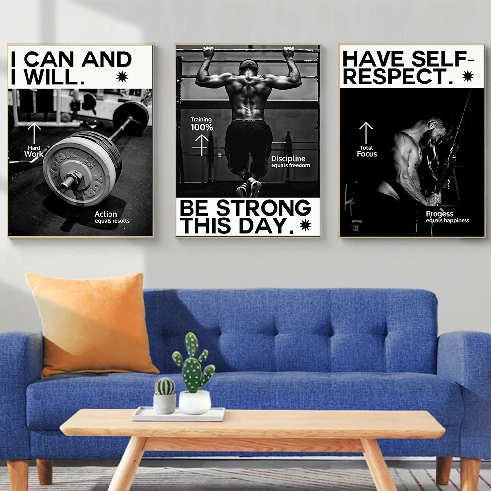 Weight Lifting Posters and Prints Modern Sports Canvas Painting Decoration Wall Art Pictures for  Fitness Lovers Gym Room Decor