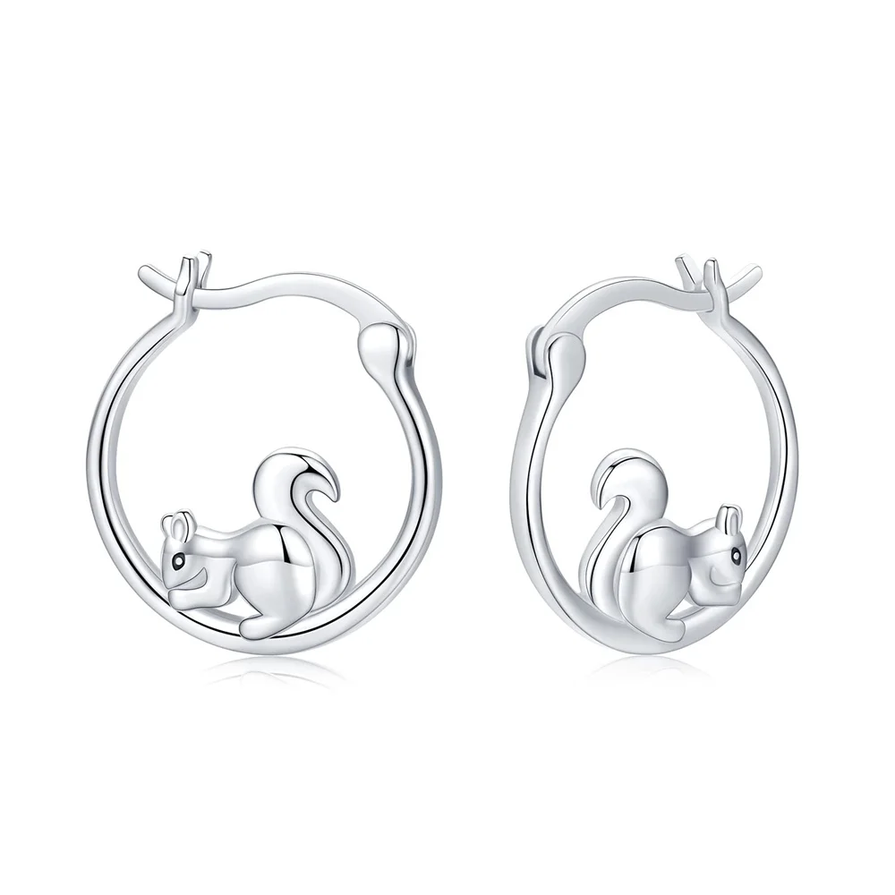 

Harong Squirrel Hoop Earring Design New Fashion Silver Plated Drop Earrins Cute Animal Jewelry Christmas Gift for Girl