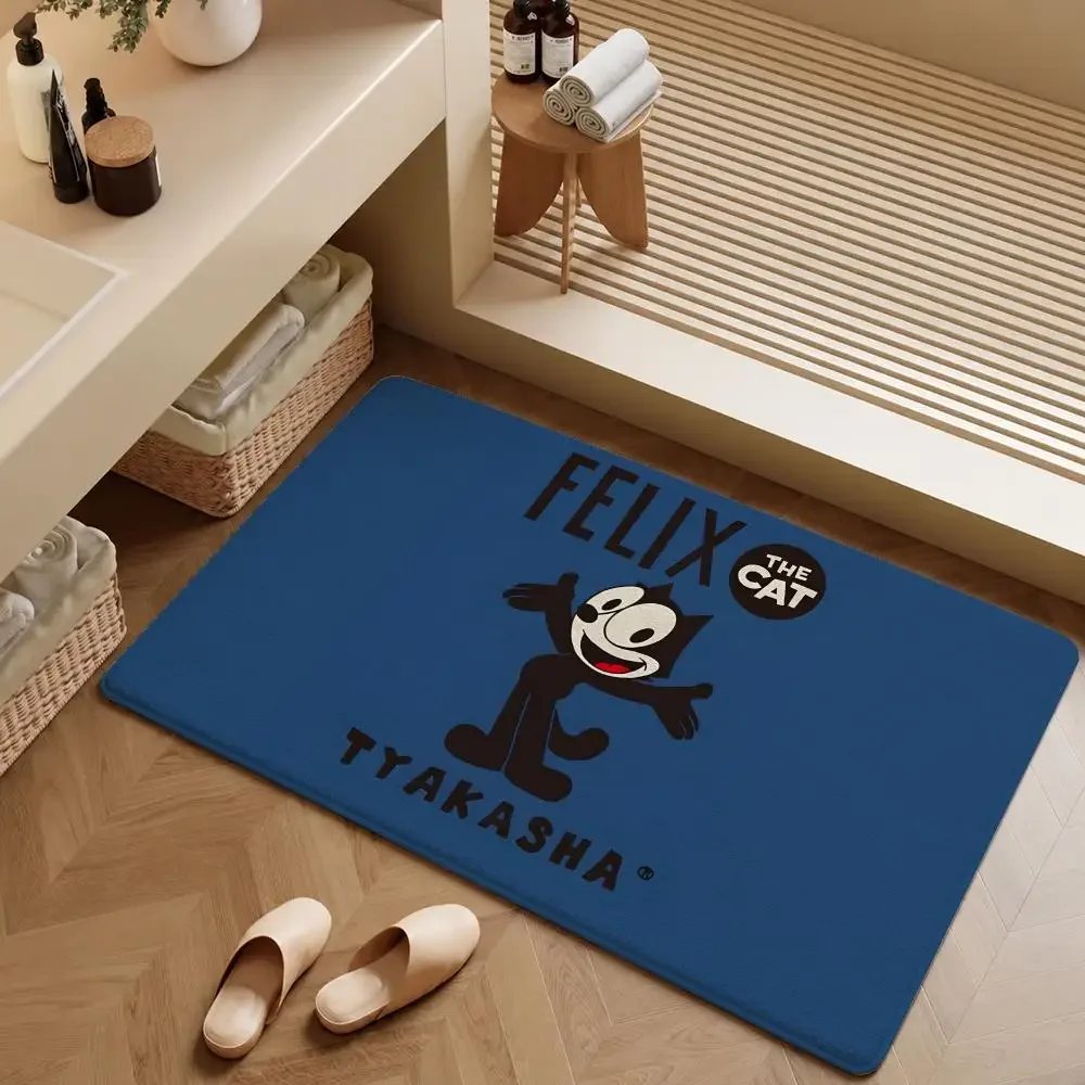 Character Felix the Cat Magic Bag Kitty Floor Mat Soft Flannel Entrance Doormat Non-Slip Washable Rug For Bedroom Home Decor