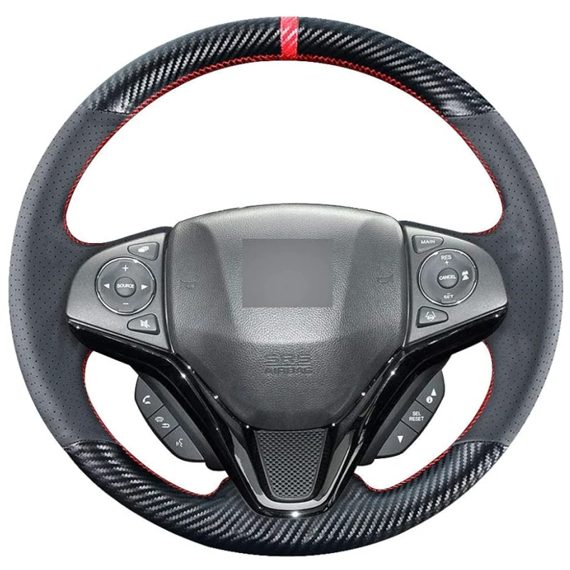 Чехол на руль из углеродного волокна для Honda HR-V HRV Vezel SUV 2016-2020 Hatchback Jazz 3 City 2014-2020, кожаные аксессуары