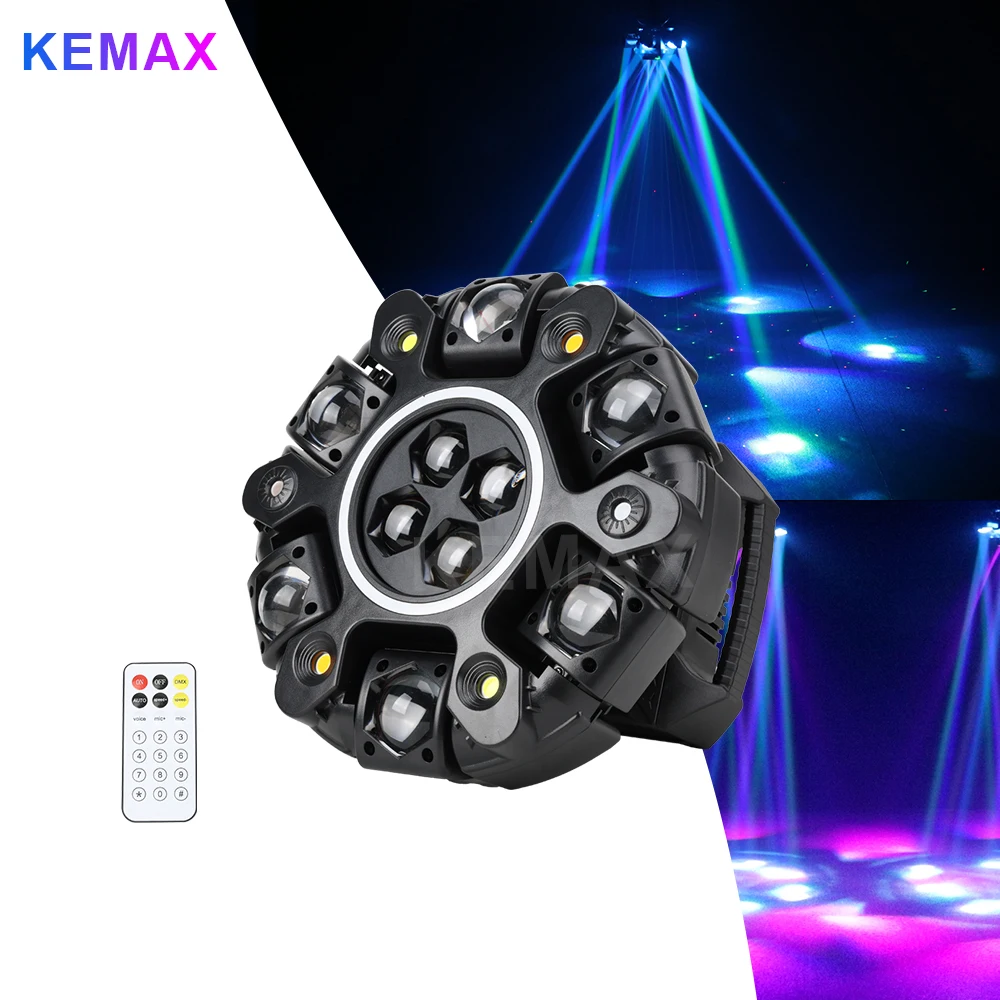 150W Moving Head Disco Light Remote Control 6-Arm Bee Eye LED Beam DJ Mobile Stage Effect Lights for Club Party Concert Theater