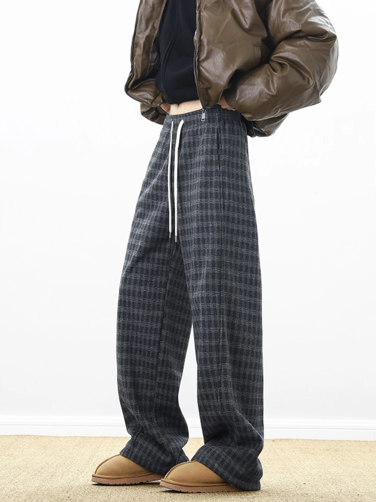 

Men's Autumn Winter Fce Lined Loose Straight Leg Casual Pants 2024 New Sle High End Lazy Trendy American Sle Trousers