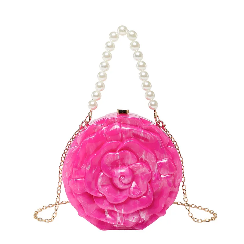 

2024, роскошная дизайнерская акриловая вечерняя сумка в форме цветка, модные сумки с жемчужной ручкой, женская сумка с золотой тонкой цепочкой, кошелек для свадебной вечеринки
