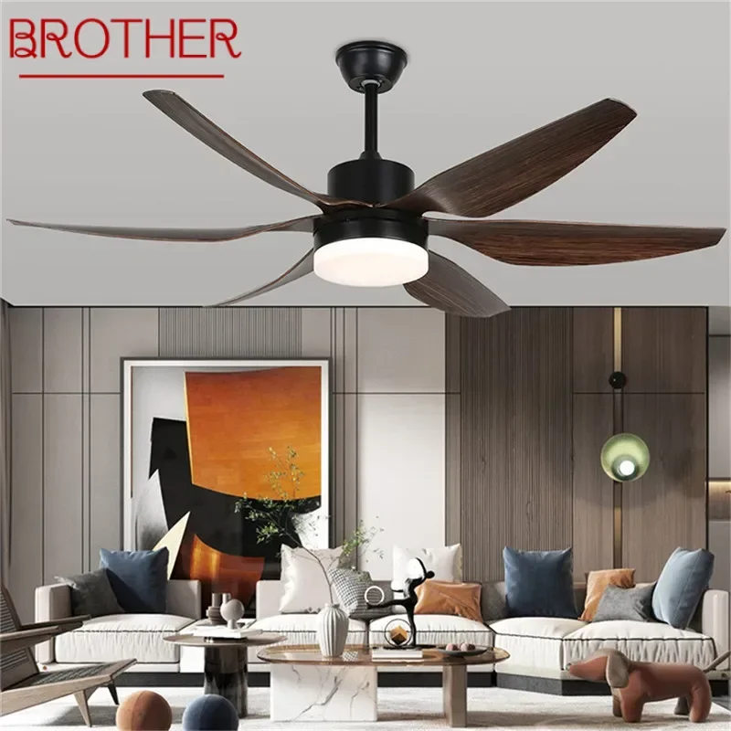 

BROTHER Modern Fan Light Luxury Living Room Restaurant Bedroom Study LED Ceiling Fan Light Remote Electric Fan Light