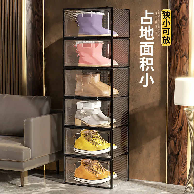 Side opening acrylic large basketball transparent storage shoe box plastic assembly shoe rack storage and organization