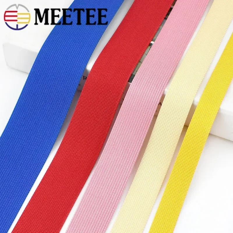 Meetee 2M 20-50mm 1mm Thick Nylon Webbing Bag Strap Woven Ribbon Pet Collar Pull Rope Tape Safety Belt Sewing Bias Accessories