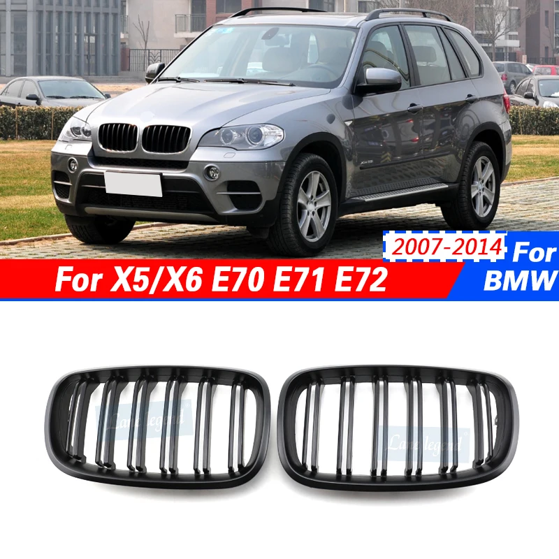 

Front Kidney Double Slat Grill Grille for BMW X5 E70 2007-2013 X6 E71 E72 2008-2014 Car Accessories Ventilation Net