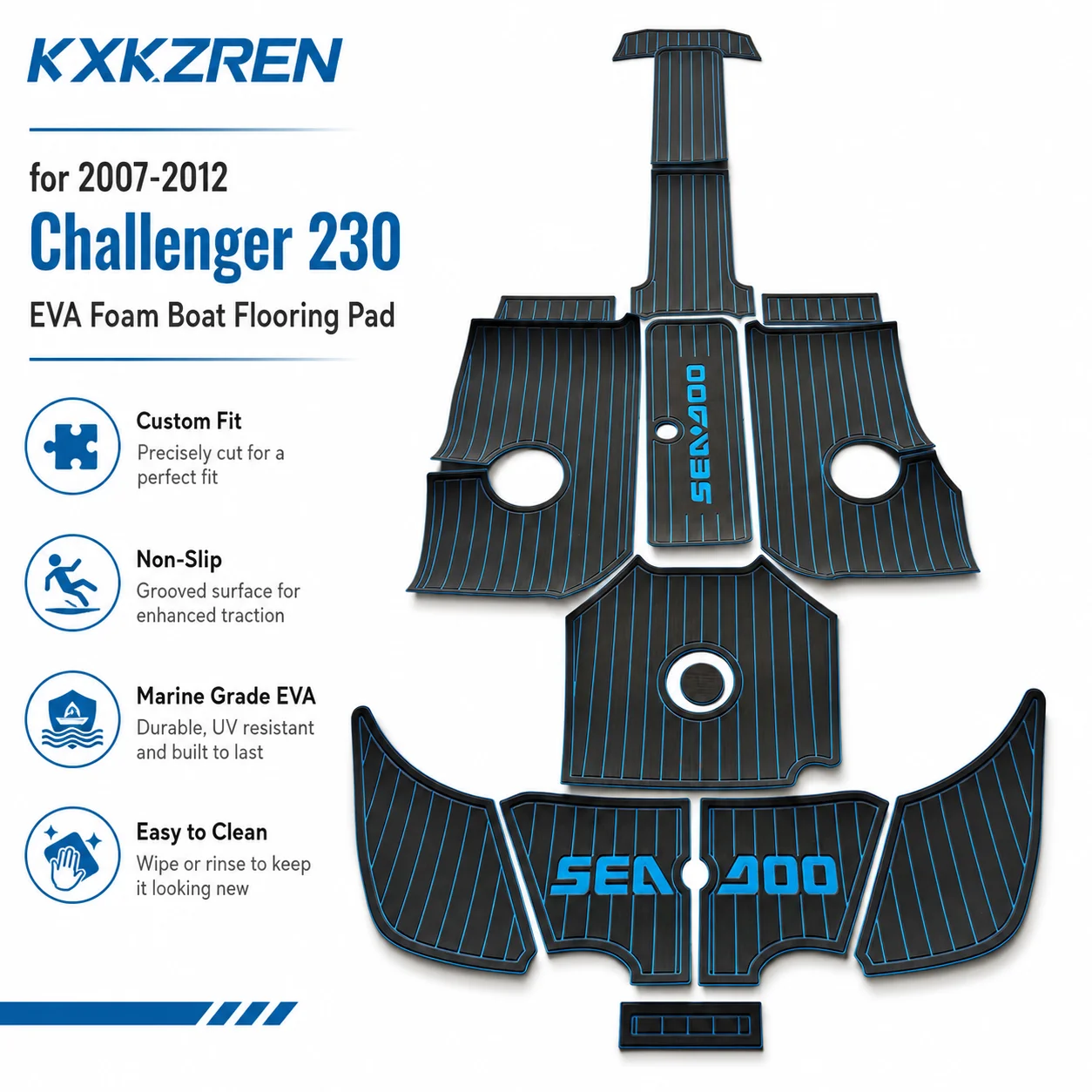 KXKZREN EVA Foam Boat Flooring Pad for 2007-2012 Challenger 230 Non-Slip Marine Deck Mat Cockpit Swim Platform Yacht Decking Kit