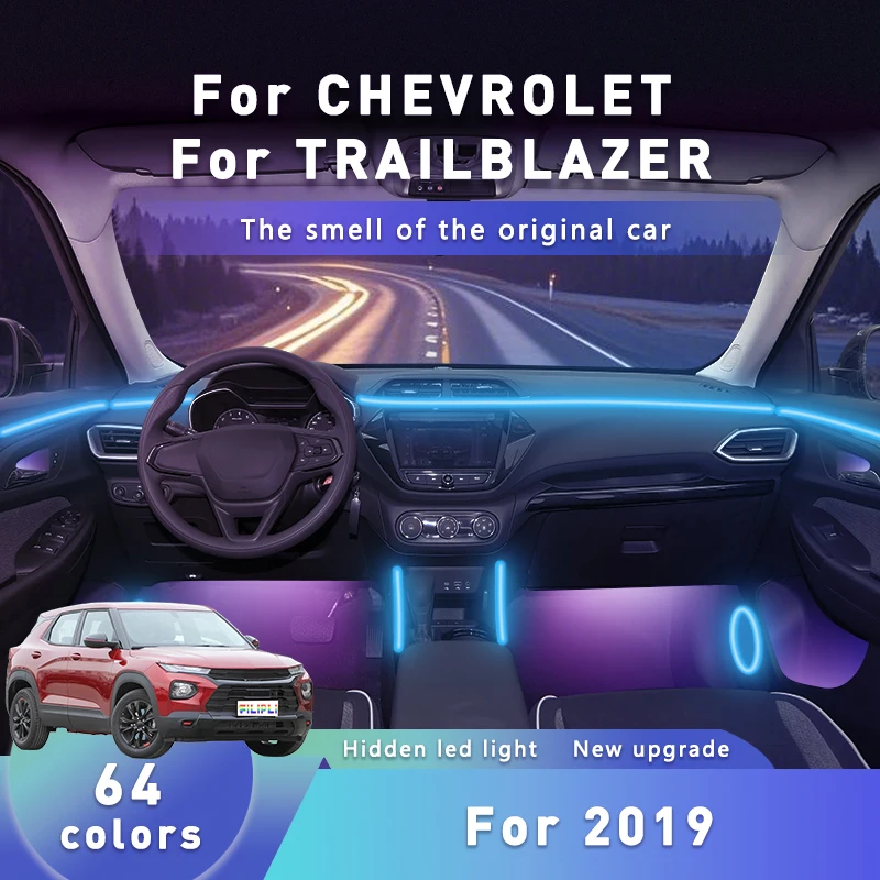 

FILIPLI For 2019 For The CHEVROLET TRAILBLAZER Music Sync Dynamic Atmosphere Car Interior Light 64 Color RGB Car Ambient Light