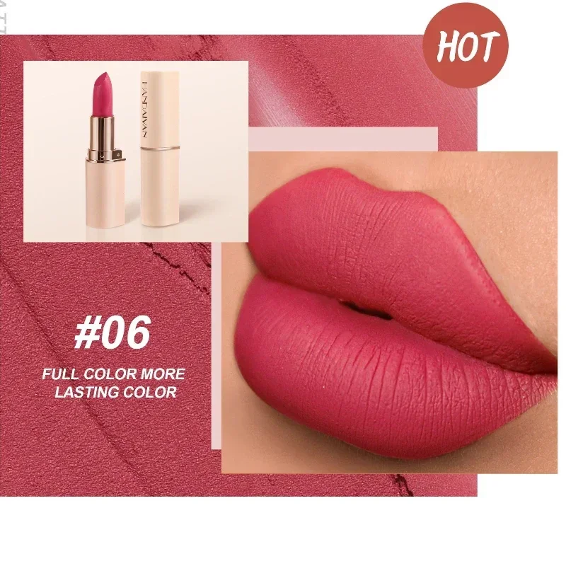 Deep Red Matte Lipstick 8 Colors Waterproof Non-stick Cup Lip Balm Makeup Dark Red Lipsticks Velvet Easy To Color Lips Cosmetics