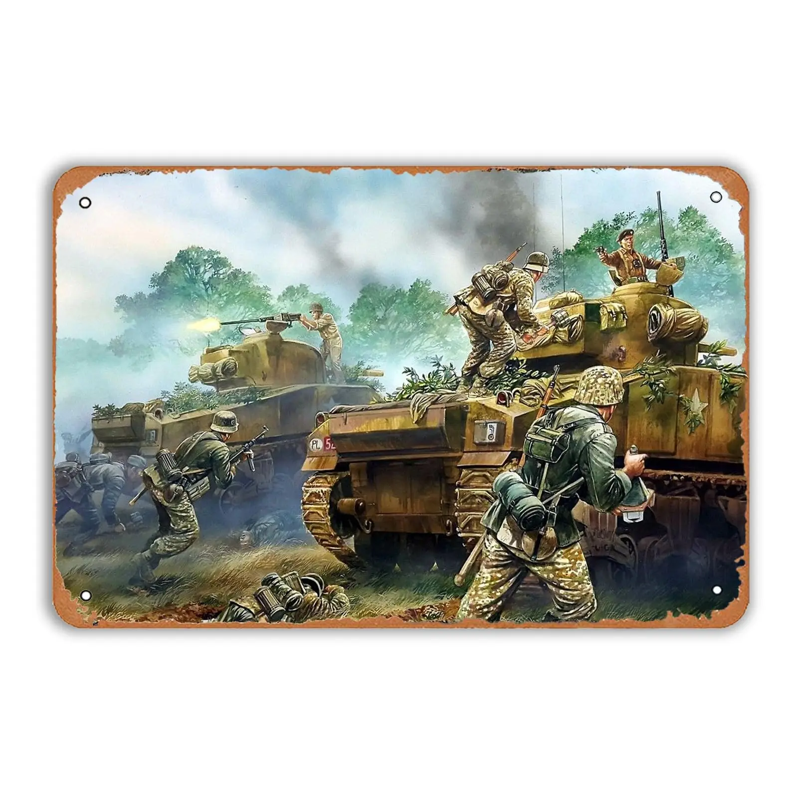 German Tanks Metal Tin Sign Worlds War Tank Vintage Metal Signs For Men Military War Retro Posters Wall Decor For Bars Restaura