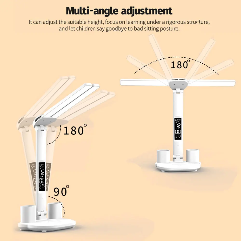 Imagem -03 - Xiaomi-led Multifunções Desk Lamp Candeeiro de Mesa com Calendário Usb Touch Night Light Pen Holder Lâmpada de Leitura do Quarto