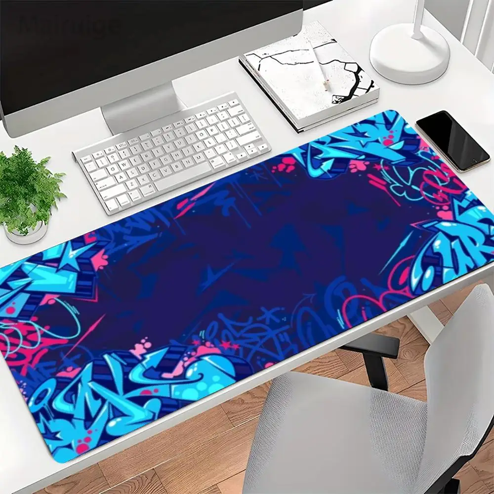 Playmat Large Size Street Abstract Graffiti Grunge Fluid Paint Texture Non Slip Mousepad Table Mat For Laptop Games Desk