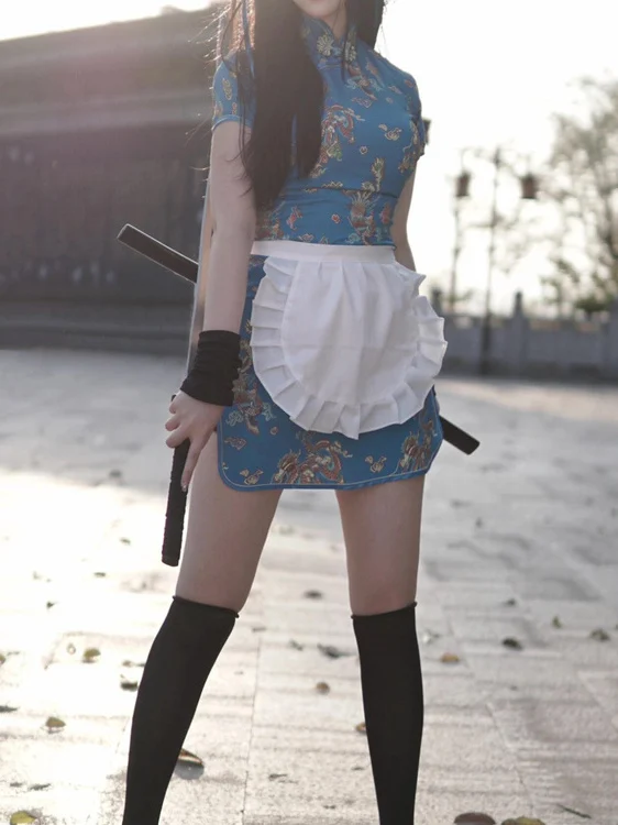 تنورة صينية جديدة من Sle Dr loween Cisas Cosplay orm تنورة خادمة ناعمة للفتيات ملابس يومية