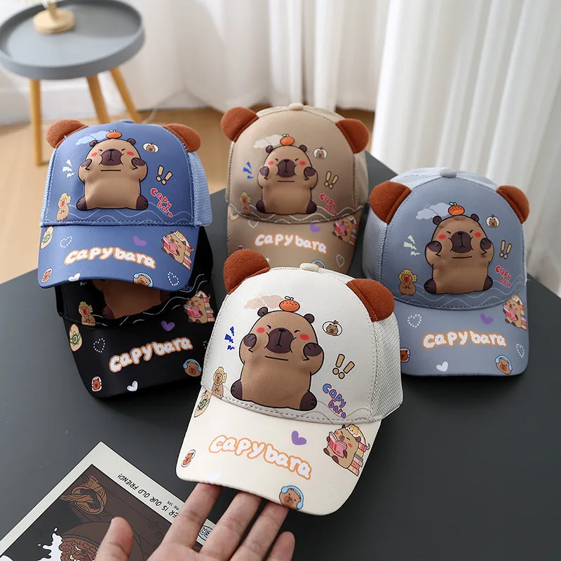 

2-6Y Child Baseball Hat Cartoon Capibara Cap For Boys Girls Summer Mesh Sun Hat Children's Daily Cap Accessories