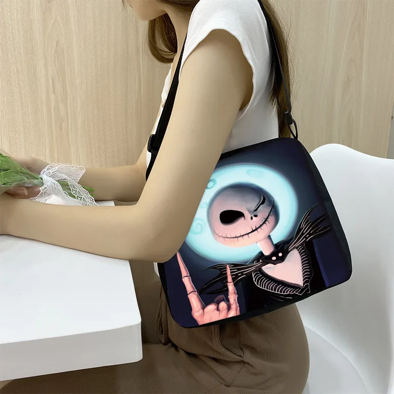 Disney Movie The Nightmare Before Christmas Crossbody Bag Jack Skellington Cartoon Pattern Underarm Bag Girls Gift Shoulder Bags