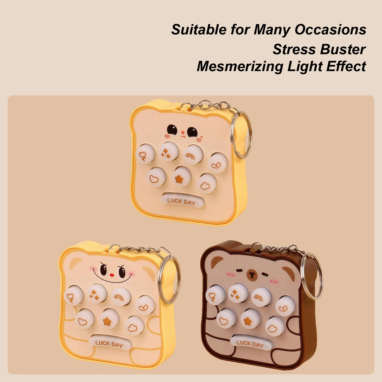 

Cute Bag Charm Whack Mole Calm Down Toys Stress Reduction Cute Glowing Fidget Portable Relax Activity Accessory For Home