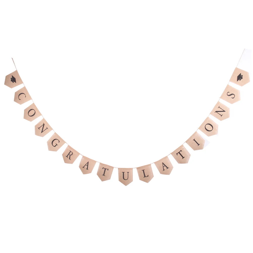 

Linen Flag Decoration Bunting Banner Graduation Burlap Jute Twine Sewn Flags Distinctive Attractive