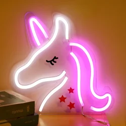 Unicorn Neon Light acrilico a forma di Banana Fast Food Pink Wall Neon Sign per la festa di nozze negozio ristorante compleanno decorazione della casa