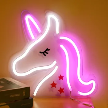 Unicorn Neon Işık Akrilik Muz Şekli Fast Food Pembe Duvar Neon Burcu Parti Düğün Mağaza Restoran Doğum Günü Ev Dekorasyon için