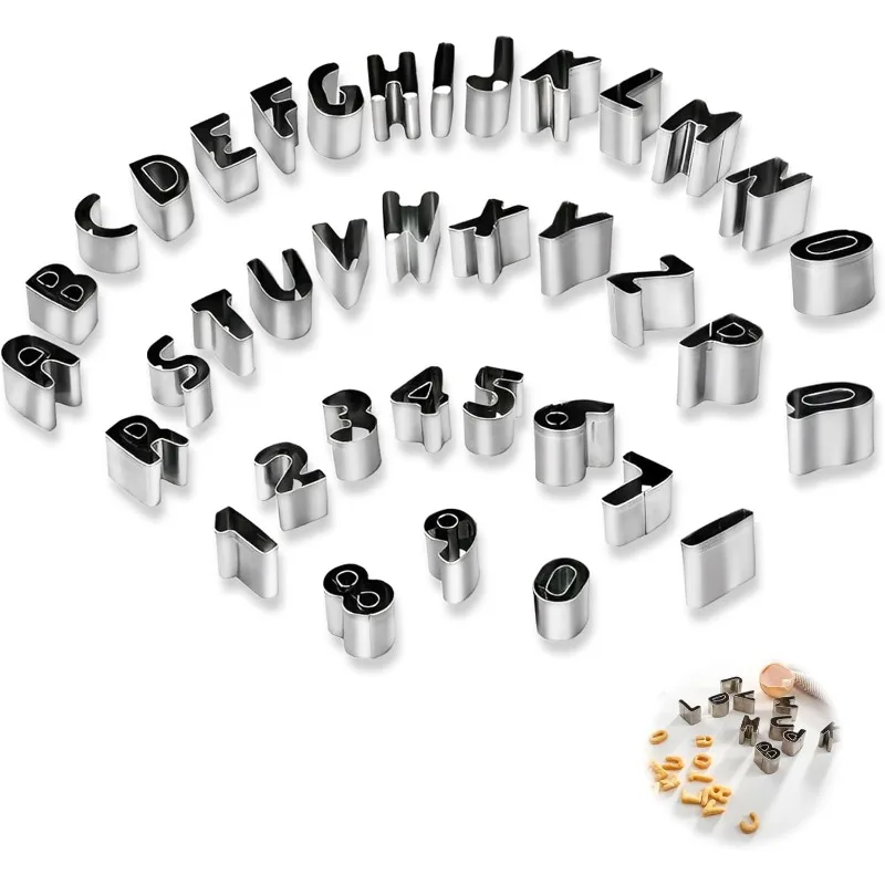 Set of 37 Alphanumeric Cookie Cutters - Metal Letter And Number Pastry Cutters Made of Stainless Steel for Personalized Baking