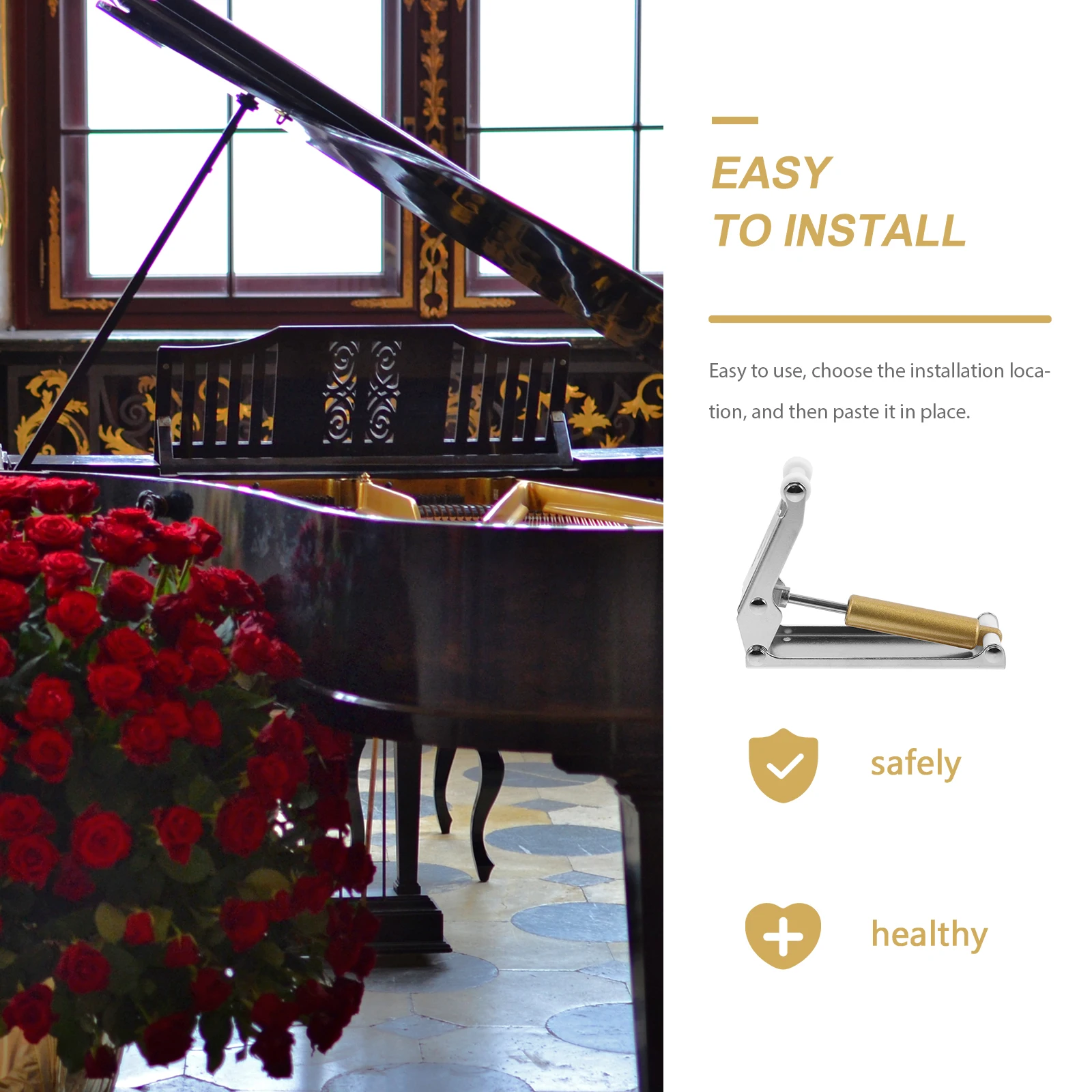 

Piano Descender Lid Stabilizer Retarder Anti-pinch Slow Fall Device Control Metal Closing