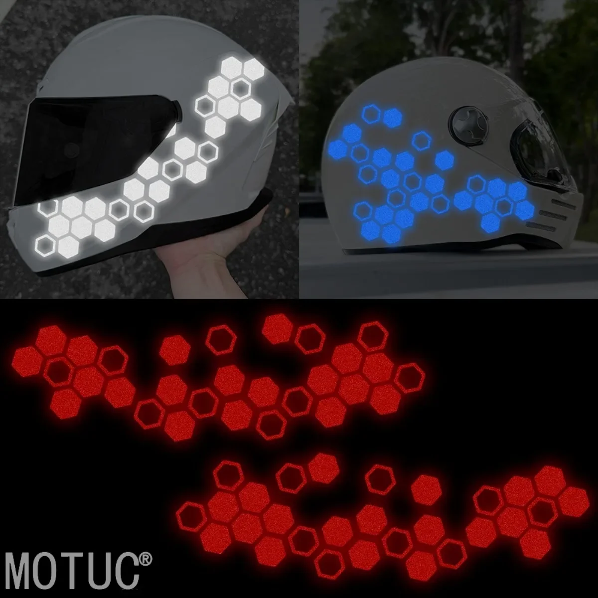 Reflective Honeycomb Hexagon Motorcycle Stickers Waterproof Vinyl Decals for Helmet Fuel Tank Scooter Body