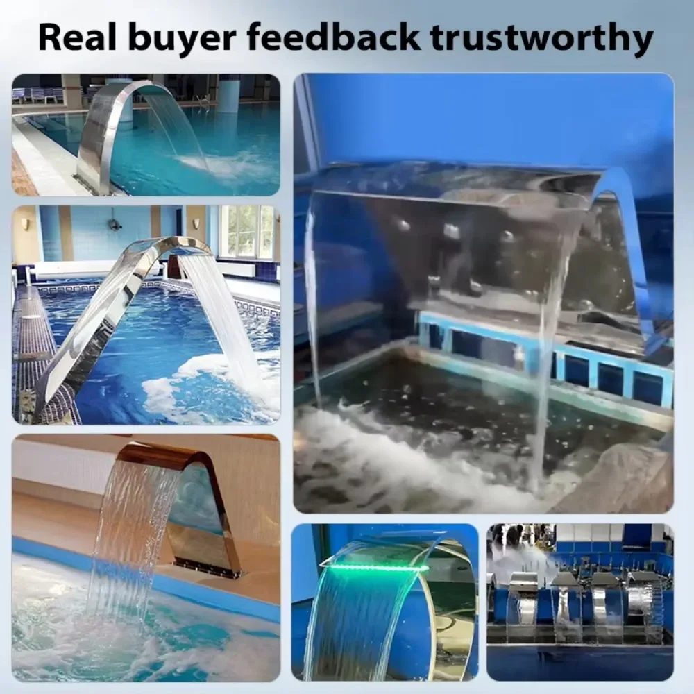 

Stainless Steel 304 Swimming Pool Water Curtain Decorative Water Cascade Spa Waterfalls With High Quality